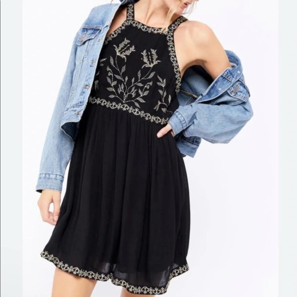 Like new Urban Outfitters Westerly Embroidered High Neck Mini Dress